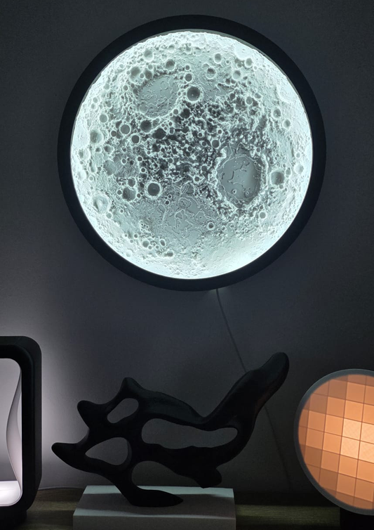 Large 340mm 3D Printed Lunar Relief Wall Light