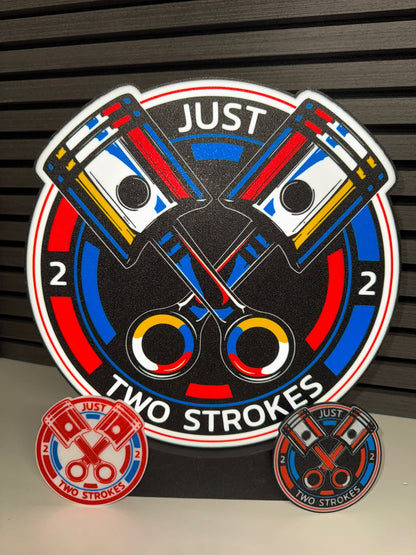 Just Two Strokes" Facebook Group Coasters – 3D Printed 100mm No.2